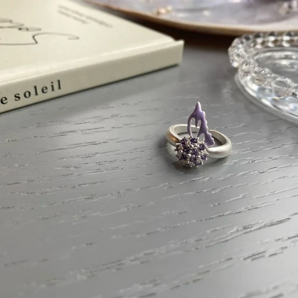Matt Silver Purple Flare Ring